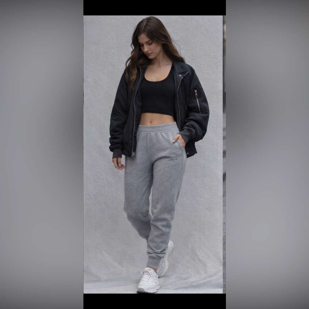 Champion reverse weave jogger bundle, 2 pairs, one tan and one black.